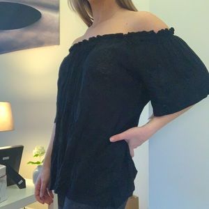 Off the shoulder black blouse